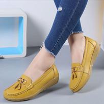 Patogūs neslystantys odiniai batai su minkštu padu moterims - Naujo stiliaus pleištas vidutinio amžiaus ir vyresnio amžiaus mamoms Size 40 (Order one size up) geltona
