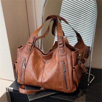 Aukštos kokybės moteriškas krepšys Naujas Urban Trend Style Krepšys ant peties Universalus laisvalaikio didelės talpos rankinė su užtrauktuku 40x15x25cm ruda