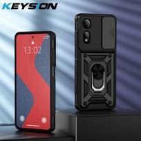 KEYSION Atsparus smūgiams šarvuotas dėklas ZTE nubia Neo 2 5G, su slankiojančiu kameros objektyvo apsauginiu žiedu, stoveliu, telefono galinis dangtelis nubia Neo 2 5G for nubia Neo 2 5G juoda