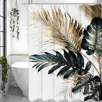 Palmių Lapų Dušo Užuolaida, Gėlių Botaninis Tropinių Augalų Art Deco Vonios Kambario Dekoratyvinė Dušo Užuolaida, Vandeniui Atspari 90*180cm