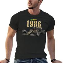Naujas 1986 m. Ayrton Senna F1 marškinėlis Vasariniai viršutiniai drabužiai Individualūs marškinėliai Sukurkite savo dizainą Naujas leidimas Marškinėlis Mieli viršutiniai drabužiai Vyriški marškinėliai Marškinėlis S