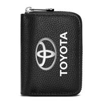 Natūralios odos piniginė vairuotojo pažymėjimui, asmens tapatybės kortelei, banko kortelėms su Toyota Yaris Hilux Corolla Prius Avensis Emblem Auris Rav4 logotipu