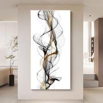 Abstrakti plaukiojanti juodo aukso tinklelio drobės tapyba Modernus prabangus sienos menas Dideli spaudiniai Paveikslas Dekoratyviniai paveikslai Namų dekoras 20x40cm