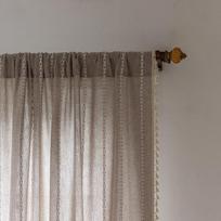 Žolės žalumos bohemiškas miegamasis svetainė prancūziško kaimo stiliaus lininės dryžuotos kutuotos užuolaidos baigtos Height 45 * Width 132cm