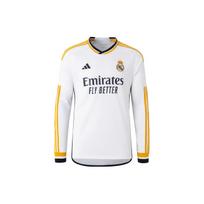 Adidas Real Madrid Dry-FIT ilgomis rankovėmis futbolo marškinėliai su dryžuotu raidžių spaudiniu Vyriški viršutiniai drabužiai Balti IB0018 XXL