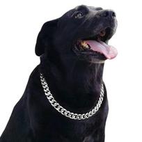 Kubietiškos grandinės šuns antkaklis 23MM Lengvo metalo sidabrinė grandinė šuns karoliai,Madingi papuošalų aksesuarai šuniukui,Buldogui 16inch(40cm)