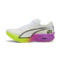 Puma Deviate Nitro Elite 3 patogūs audinio neslystantys „Rebound“ žemo ūgio lenktynių maratono bėgimo bateliai vyrams, balti geltoni 311896-01 40.5 white