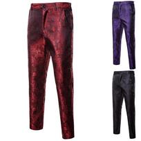 Vyriškos Slim Fit tamsaus rašto performance kostiuminės kelnės rudeniui/žiemai 3XL violetinė
