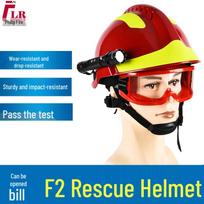 F2 Europos stiliaus priešgaisrinės saugos šalmas su akiniais Rescue Helmet raudona