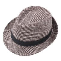 Vyriška britų vilnos veltinio fedora: Dryžuota Džiazo Skrybėlė su Atlenktu Kraštu Laukui M (56-58 cm) juoda/balta