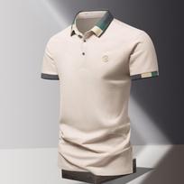 POLO marškinėliai vyriški vasaros mada ledo šilkas greitai džiūstantis trumpomis rankovėmis T-shirt vienspalvis laisvas verslo apykaklė grynos medvilnės viršus M chaki