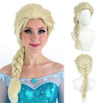 REEWES Elsa princesės perukas Baltas smėlio spalvos Ilgas pynės perukas Filmas Ledo šalis COSPLAY atsparumas karščiui Sintetiniai plaukai anime Helovino kostiumas as the picture-1pc