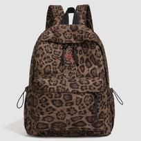 Madinga leopardo kuprinė - Moteriška vintažinio rašto mokyklinė kuprinė (Unisex dizainas paaugliams - Kolegijai ir laisvalaikiui) ruda