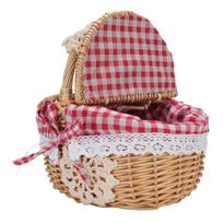 Nendinė iškylų krepšys su nuimamu pamušalu Tuščias iškylų krepšys su dangčiu ir rankena Velykoms, stovyklavimui, Motinos dienai Red check lining
