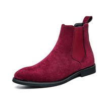Madingi Žieminiai Naujos Mados Vyriški Smailūs Juodi Raudoni Suede Odiniai Ankle Boots Vyrams Atsitiktiniai Prabangūs Aukšti Platforminiai Batai Zapatos Hombre 38