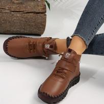 Žieminiai ortopediniai batai moterims rudeniniai rudeniniai odiniai batai su kailiu raudoni mokasinai moteriški kulkšnies batai mamai pliušiniai sportbačiai CN 35(Insole 22.5 cm ruda
