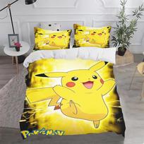 Pokémon Poliesteris Antklodės Užvalkalas Mielas Spausdintas Animacinis Antklodės Lovos Patalynės Rinkinys 3 Dalys Tinka Vaikams Ir Suaugusiems Dvigulė 135x200cm