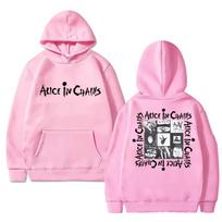 Karštas roko kolektyvas Alice in Chains Naujas albumas Dvišaliai spausdinti gobtuvai Unisex vintažiniai vilnos megztiniai Vyrams moterims Laisvalaikio džemperis S raudona