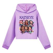 5301 Vaikų Mergaičių KATSEYE Spausdinti Trumpi Ilgomis Rankovėmis Gobtuvai 110cm violetinė