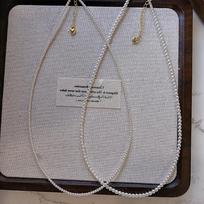 Elegant 2mm Ultra-Fine French Millet Bead Pearl Necklace for Women - Light Luxury Clavicle Chain 4mm Pearl Necklace (40cm) Steel Wire