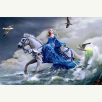 Siuvinėjimo kryželiu rinkinys Pasidaryk pats deimantinė siuvinėjimo detalė Jodinėjanti princesė Pilno apskritimo deimantinė tapyba Mozaika Namų dekoras 20X30CM