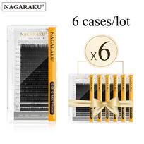 Mix blakstienų priauginimas NAGARAKU 6 dėklai Lot Mix 7-15 mm individualios blakstienos, 16 linijų, ypač minkštos, natūralios 0.05B x 6 cases  juoda