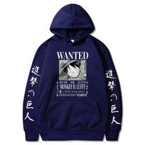„Attack on Titan One Piece Luffy Hoodie“ Vyriški mados „Home“ vilnoniai gobtuvai Japoniški anime marginti vyriški gatvės drabužiai, dideli drabužiai XXL tamsiai mėlyna spalva
