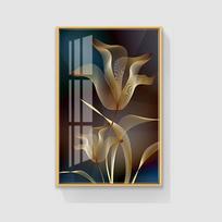 Modernus šviesaus prabangos dekoratyvinis paveikslas Juoda auksinė gėlė Plakatas Nordic Art Augalo lapas Drobės paveikslas Sienos menas 30X45cm No Frame auksas/balta