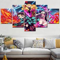 5 plokštės Japonijos anime Demon Slayer Kimetsu No Yaiba Sienos menas Drobės tapyba Namų dekoras Plakatai Modernūs moduliniai paveikslai HD spaudiniai 20X35 20X45 20X55cm