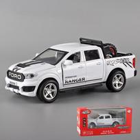1/32 mastelio Ford Raptor F350 pikapas Diecast automobilio modelio žaislas, patraukiama atgal žaislinė transporto priemonė su garsu ir šviesa vaikams, mažiems berniukams, mergaitėms, dovanų kolekcija 1/32-17.5x6.5x6.5cm balta