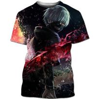 Tokyo Ghoul Ken Kaneki 3D spausdinti japonų anime mados vyriški marškinėliai laisvalaikio spausdinti viršutiniai marškinėliai XS juoda