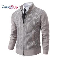 Cozy Up vyriškas megztinis megztinis su pilna užtrauktuku Slim Fit kabeliu megztas megztinis su užtrauktuku su kišenėmis 3XL smėlis