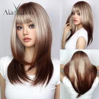 HAIRCUBE Ombre juodi sintetiniai perukai su raudonais kirpčiukais ilgų tiesių sluoksniuotų plaukų perukas moterims Cosplay Helovino karščiui atsparus perukas