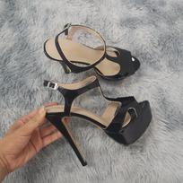 Cross-dresser Unisex vyrų Hot Drag Queen platforma Stiletto aukštakulniai diržo sagtis Peep Toe Batai Sandalai SM Gay Newhalf 43 juoda