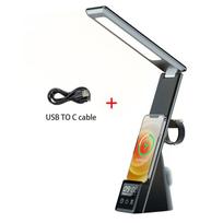Žadintuvo belaidžio įkroviklio stovas su LED staline lempa 15 W greito įkrovimo stotis, skirta iPhone 13 12 11 Pro Apple Watch Airpods No Plug Black juoda