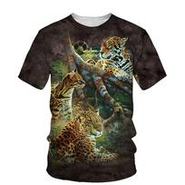 3D Personality Cool Cheetah grafiniai marškinėliai Summer Fashion Animal Leopard Tee marškinėliai vyriški laisvalaikio spausdinimo marškinėliai trumpomis rankovėmis Viršutinės XL black