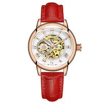 Moteriški laikrodžiai Rose Gold Watch Moteriški automatiniai mechaniniai skeleto laikrodžiai raudona