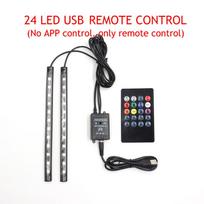 LED automobilio kojinio apšvietimo aplinkos lempa su USB belaidžiu nuotoliniu muzikos valdymu keliais režimais Automobilių interjero dekoratyvinės lempos 【24】USB RC