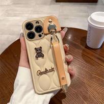 Mielas lokio apyrankės pūkinės striukės telefono dėklas, skirtas iPhone 16 15 14 13 12 11 Pro Max Korea minkštas dangtelis iPhone 11 balta