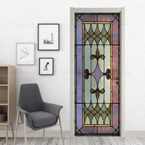 3D geometriniai durų lipdukai Lipdukai vinilo durelių dangtelio lipdukai Šiuolaikinės abstrakčios geometrijos sienų meninės freskos dekoracijos 40x120cm gray