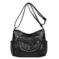 Moteriškas krepšys Rankinės Crossbody Bag moteriškas Didelės talpos kelių kišenių pečių krepšys Mažas kvadratinis krepšys juoda