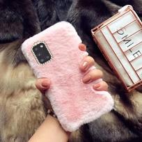 Mielas triušio pliušinis dėklas, skirtas Samsung Galaxy S24 S23 S22 Ultra S21 S20 S10 S9 S8 Plus S23 FE A14 A54 A53 A32 A52 A55 A35 A15 A25, plaukų pliušinis telefono dėklas For Galaxy S24 rožinė
