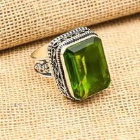 Peridot Gemstone Handmade 925 Sterling Silver Ring Jewelry For Thanksgiving 4 žalia