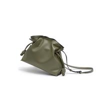 Moteriška rankinė iš natūralios odos, madinga ir minimalistinė rankinė, moteriškas raišteliais užveržiamas sėkmės maišelis, rankinė ant vieno peties, crossbody kibirėlis, rankinė žalia