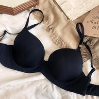 Besiūliai apatiniai moteriški didesnio dydžio liemenėlės Sexy Deep V Push Up liemenėlė Solid Wireless Patogus 85 90 CDE puodelio apatinis trikotažas 70B juoda