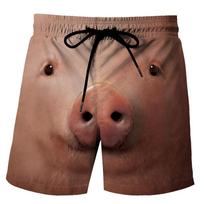 Juokingi Pig Graphic Paplūdimio šortai vyrams 3D Print Duck Lentiniai šortai Sportiniai Sporto salė Maudymosi lagaminai Maudymosi kostiumėliai Homme Šaunūs lediniai šortai kelnės L yellow