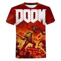 „Doom Game“ 3D spausdinimo marškinėliai trumpomis rankovėmis vyrams Vasaros laisvalaikio dideli marškinėliai Madingi Harajuku gatvės viršutiniai apvalia kaklo marškinėliai XXS