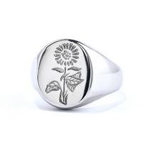 S925 sidabrinis žiedas saulėgrąža blizgus unisex žiedas 5