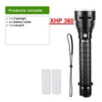 10000LM Galingas LED nardymo žibintuvėlis Super ryškus XHP360 profesionalus povandeninis žibintuvėlis IPX8 vandeniui atspari lempa, naudojama 26650 baterija no battery juoda
