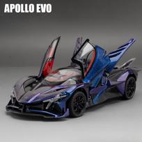 1/24 Scale Apollo EVO Alloy Sports Car Model Metal Diecast Simulation with Pull Back Sound Light Vehicles for Boys Birthday Gift violetinė